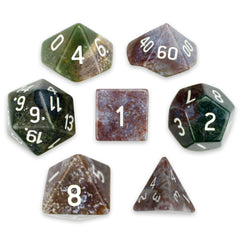 Brybelly Stone Polyhedral Dice, Indian Agate Poly 7 Set | Dragon's Lair Comics and Fantasy Houston TX