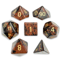 Brybelly Stone Polyhedral Dice, Mahogany Obsidian Poly 7 Set | Dragon's Lair Comics and Fantasy Houston TX