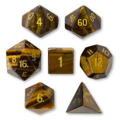 Brybelly Stone Polyhedral Dice, Tiger's Eye Poly 7 Set | Dragon's Lair Comics and Fantasy Houston TX