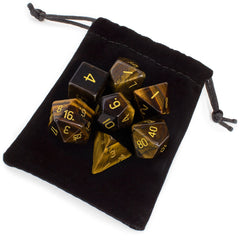 Brybelly Stone Polyhedral Dice, Tiger's Eye Poly 7 Set | Dragon's Lair Comics and Fantasy Houston TX