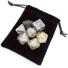 Brybelly Stone Polyhedral Dice, Gray Agate Poly 7 Set | Dragon's Lair Comics and Fantasy Houston TX