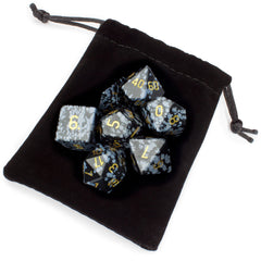 Brybelly Stone Polyhedral Dice, Snowflake Obsidian Poly 7 Set | Dragon's Lair Comics and Fantasy Houston TX