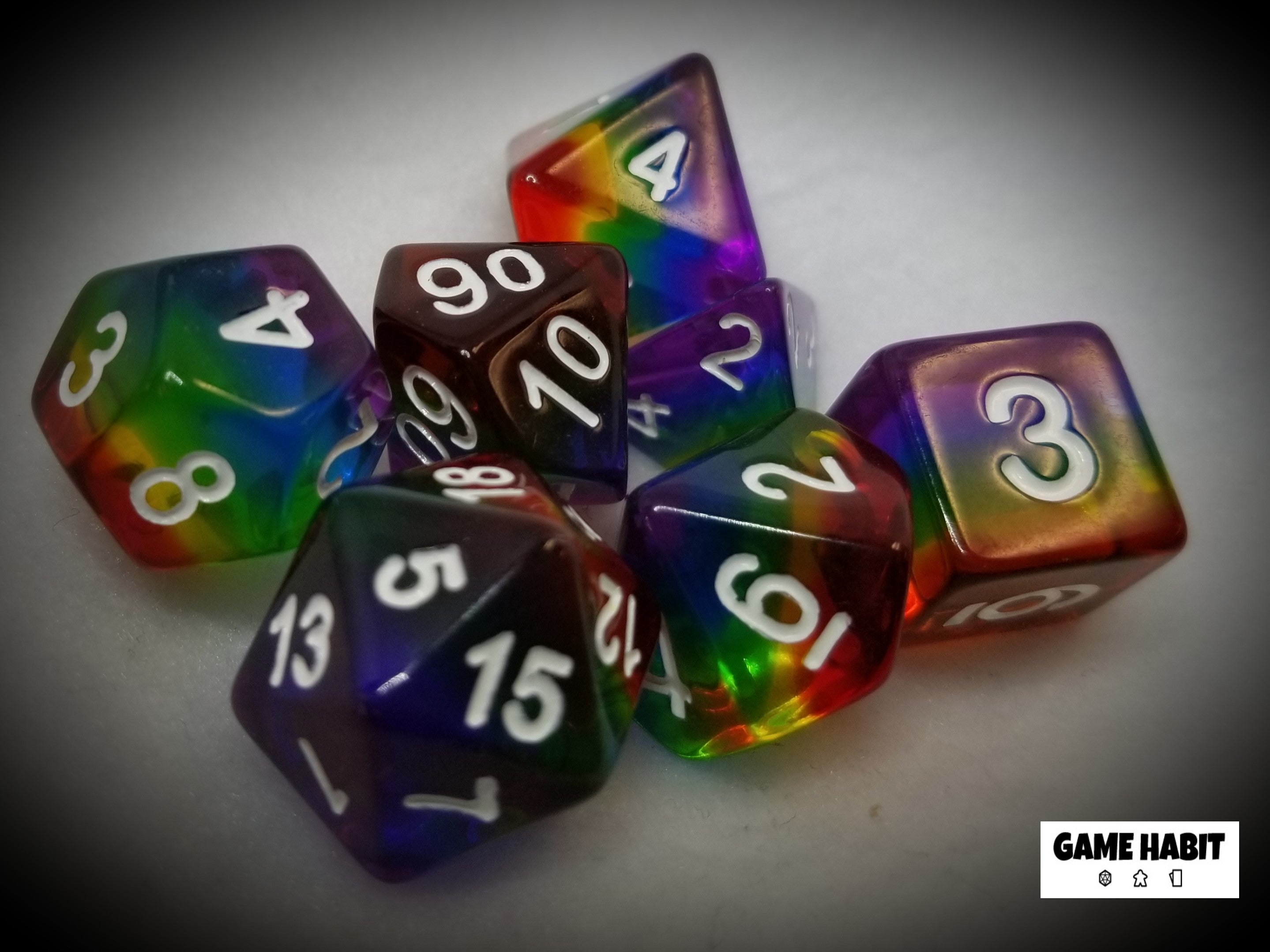 Game Habit Rainbow B*tch Poly 7 Dice Set | Dragon's Lair Comics and Fantasy Houston TX