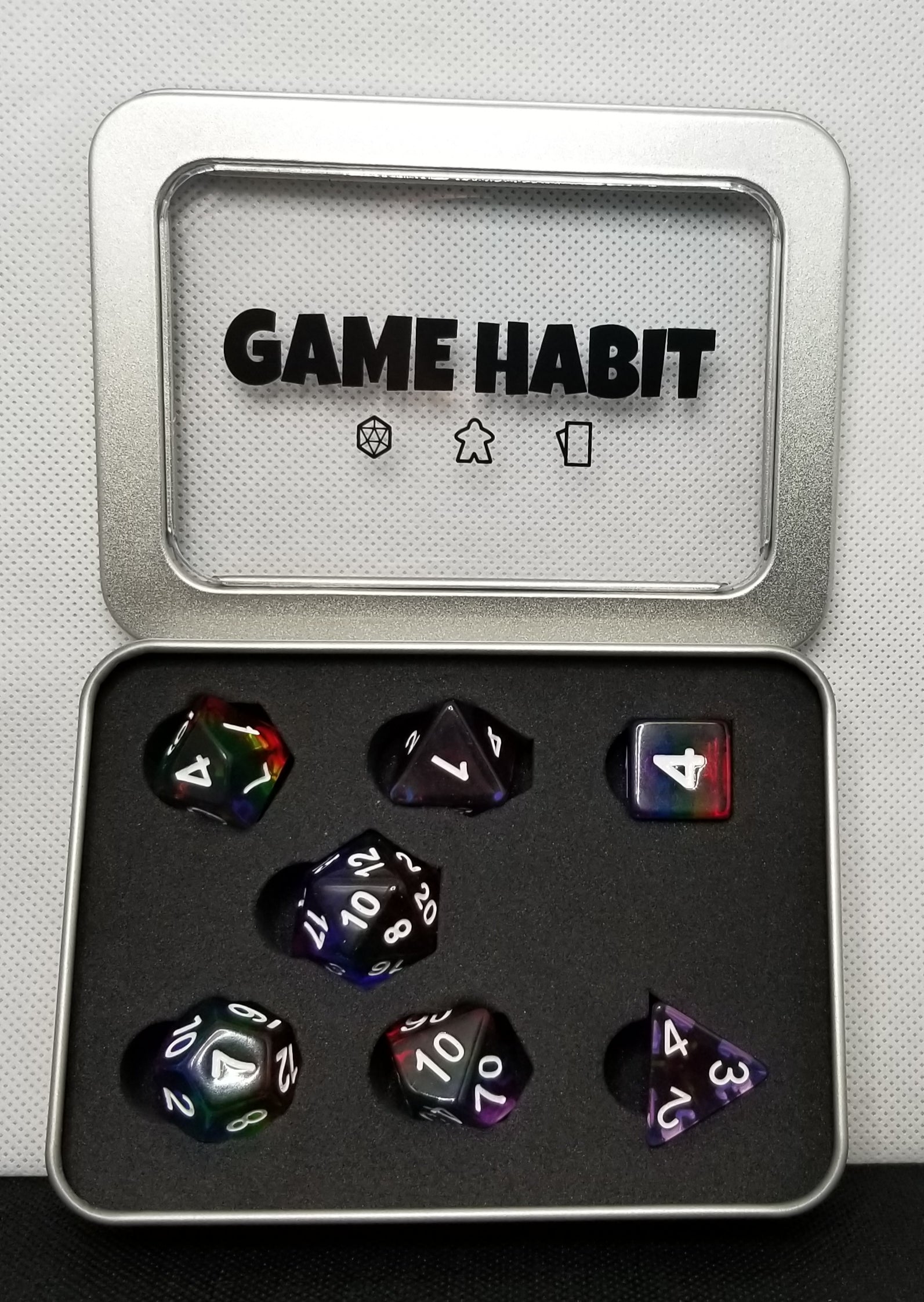 Game Habit Rainbow B*tch Poly 7 Dice Set | Dragon's Lair Comics and Fantasy Houston TX