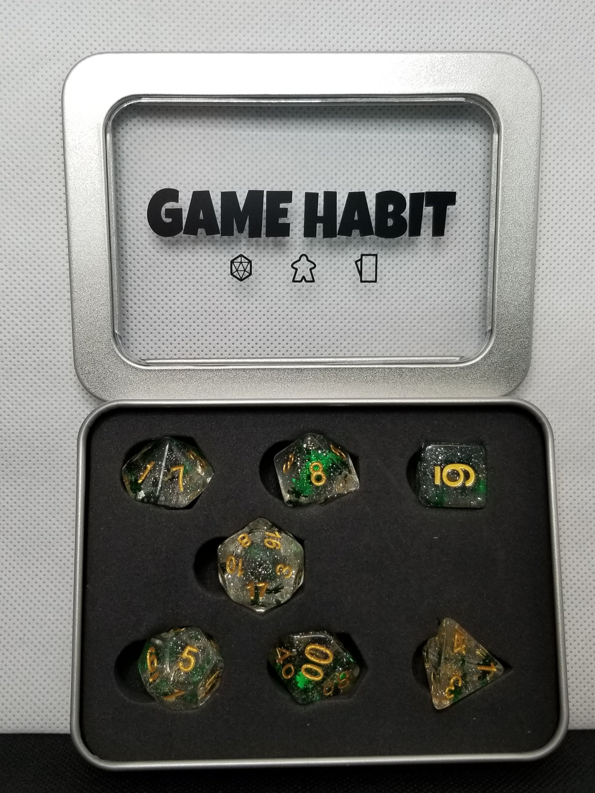 Game Habit Shamrock Explosion Poly 7 Dice Set | Dragon's Lair Comics and Fantasy Houston TX