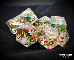 Game Habit May Your Days be Merry and Bright Poly 7 Dice Set | Dragon's Lair Comics and Fantasy Houston TX