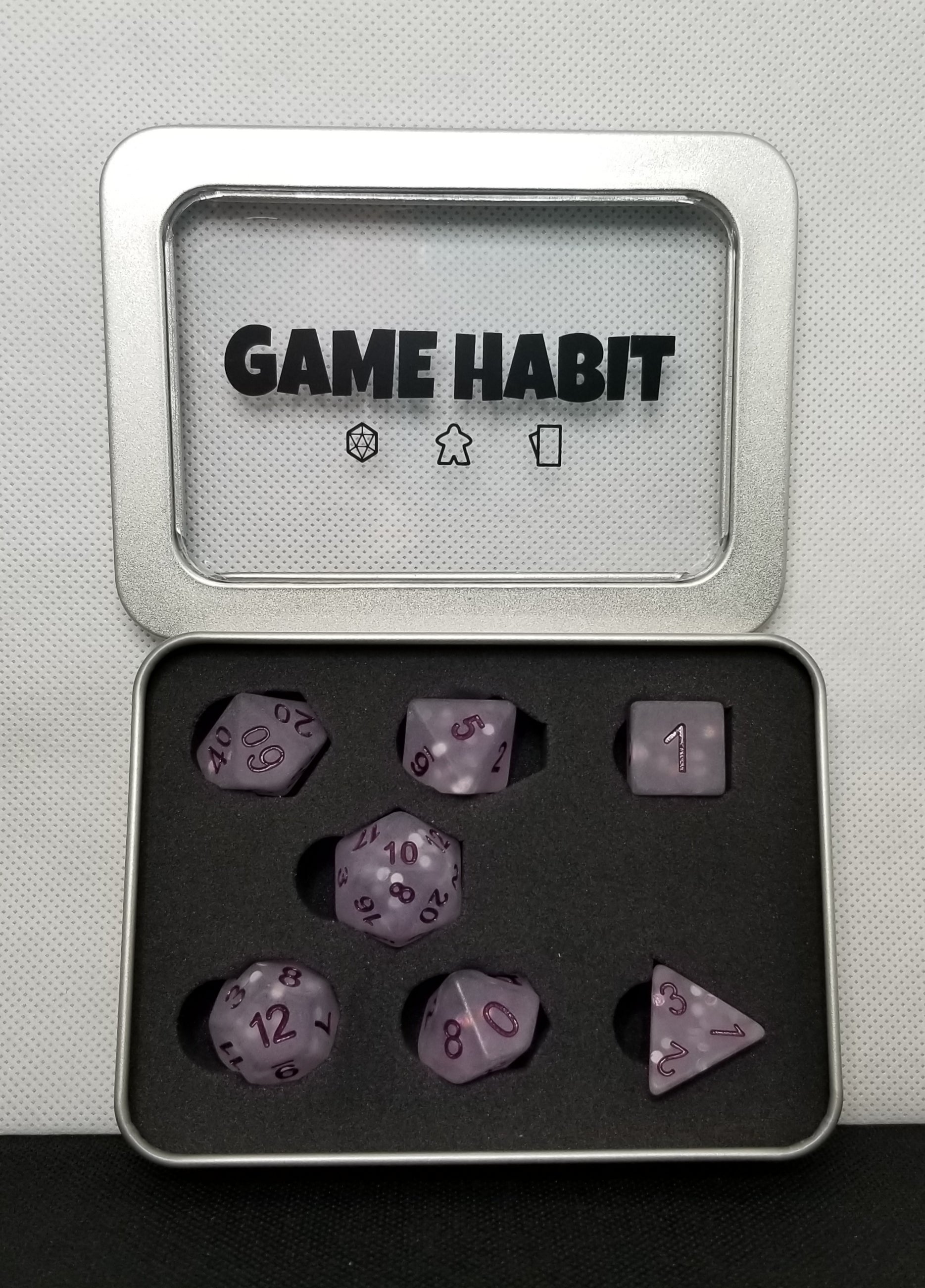 Game Habit Purple (P)haze Poly 7 Dice Set | Dragon's Lair Comics and Fantasy Houston TX