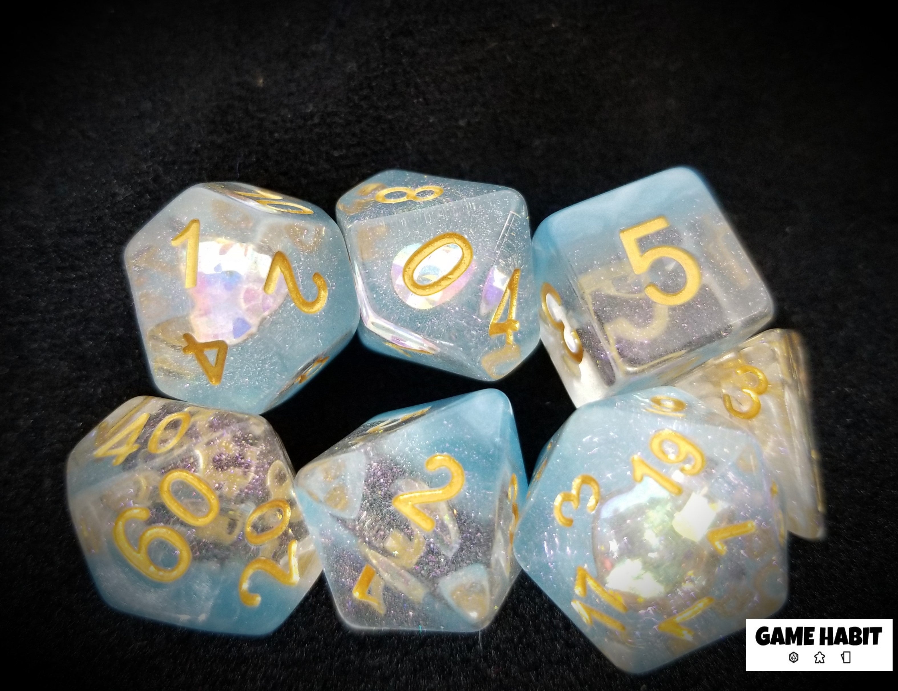 Game Habit Folsom Prism Blues Poly 7 Dice Set | Dragon's Lair Comics and Fantasy Houston TX