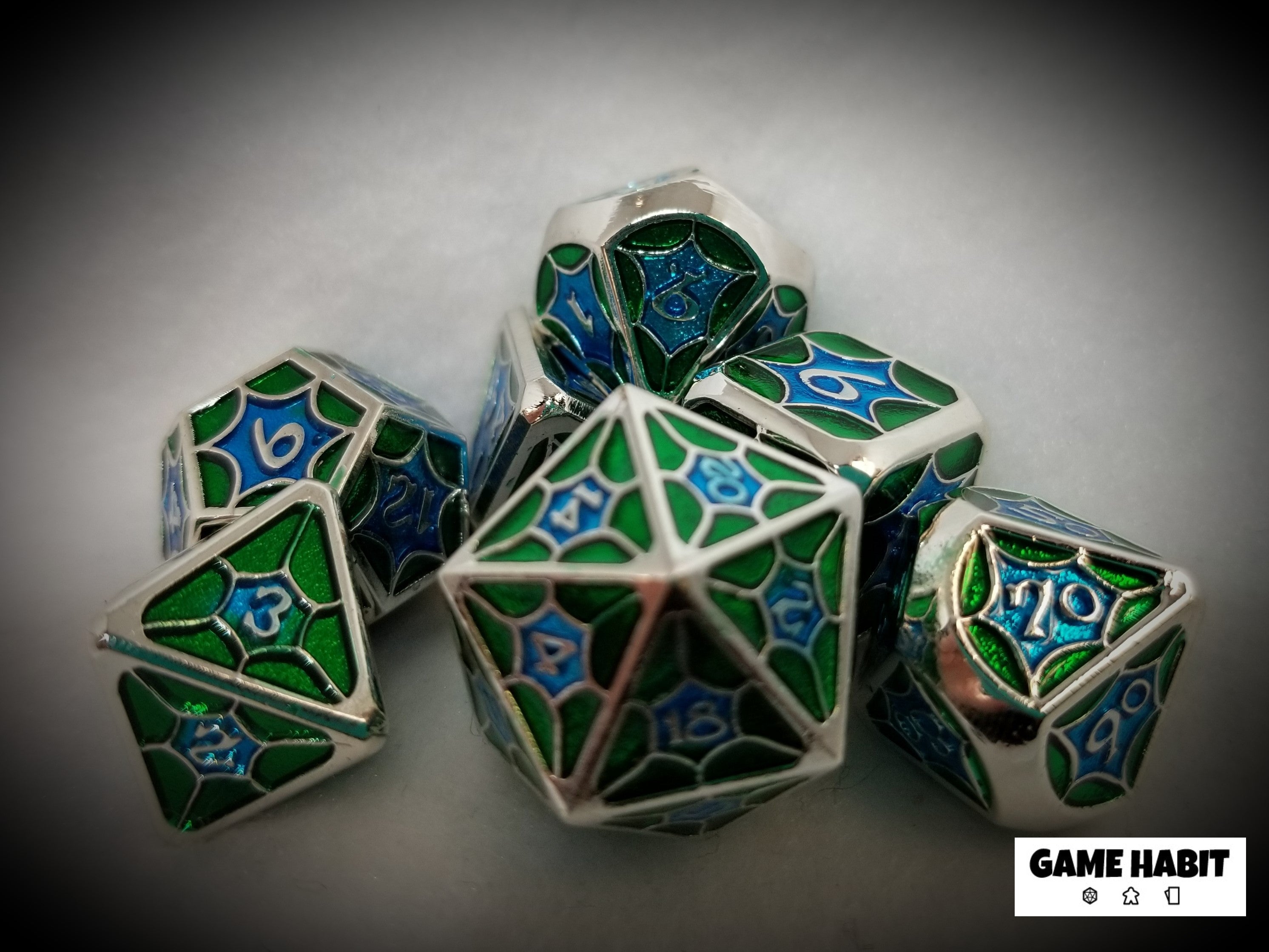 Game Habit George's Ocean Metal Poly 7 Dice Set | Dragon's Lair Comics and Fantasy Houston TX