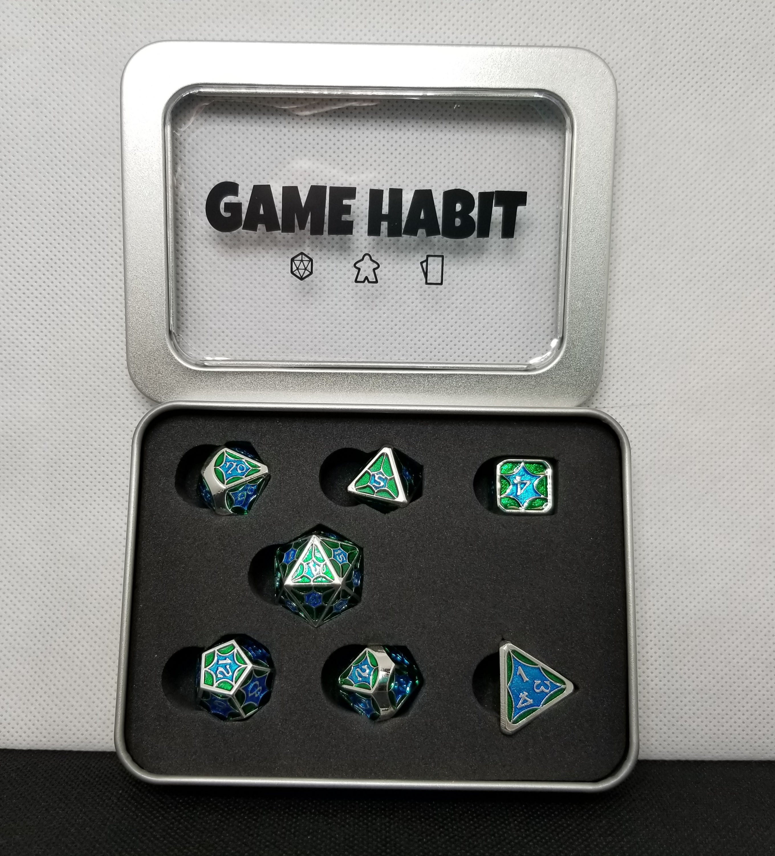 Game Habit George's Ocean Metal Poly 7 Dice Set | Dragon's Lair Comics and Fantasy Houston TX