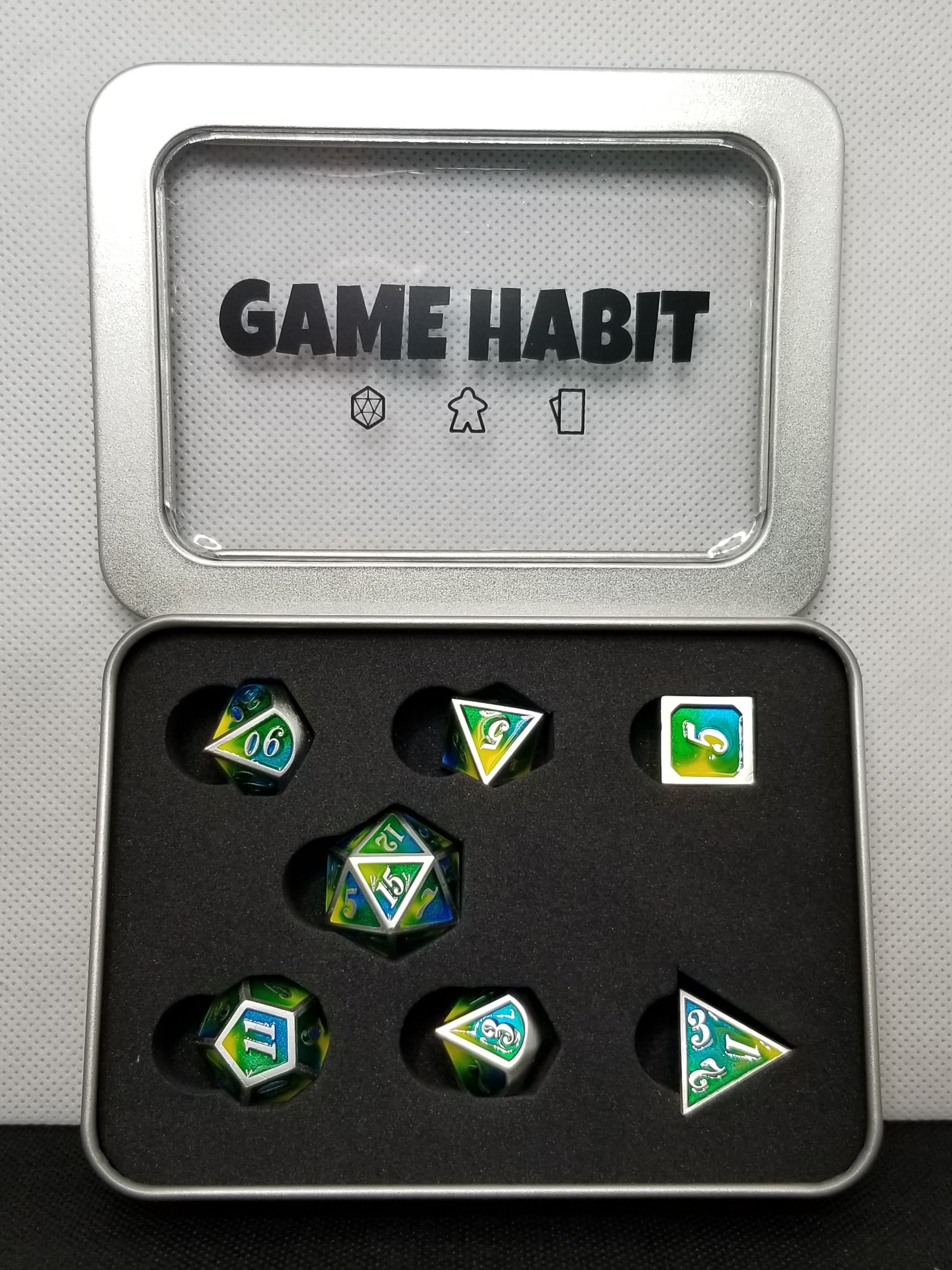 Game Habit It's 5 O'Clock Somewhere Poly 7 Dice Set | Dragon's Lair Comics and Fantasy Houston TX