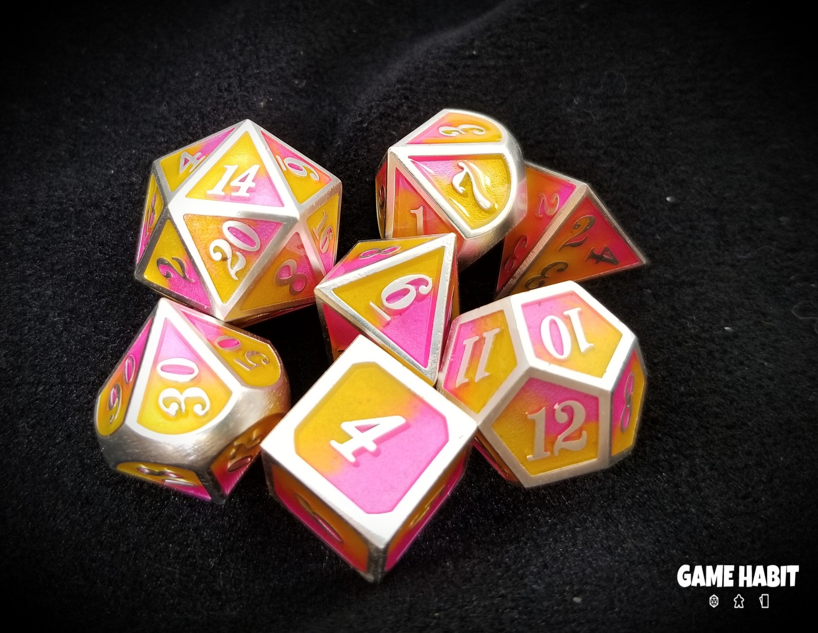 Game Habit Tequila Sunrise Poly 7 Dice Set | Dragon's Lair Comics and Fantasy Houston TX