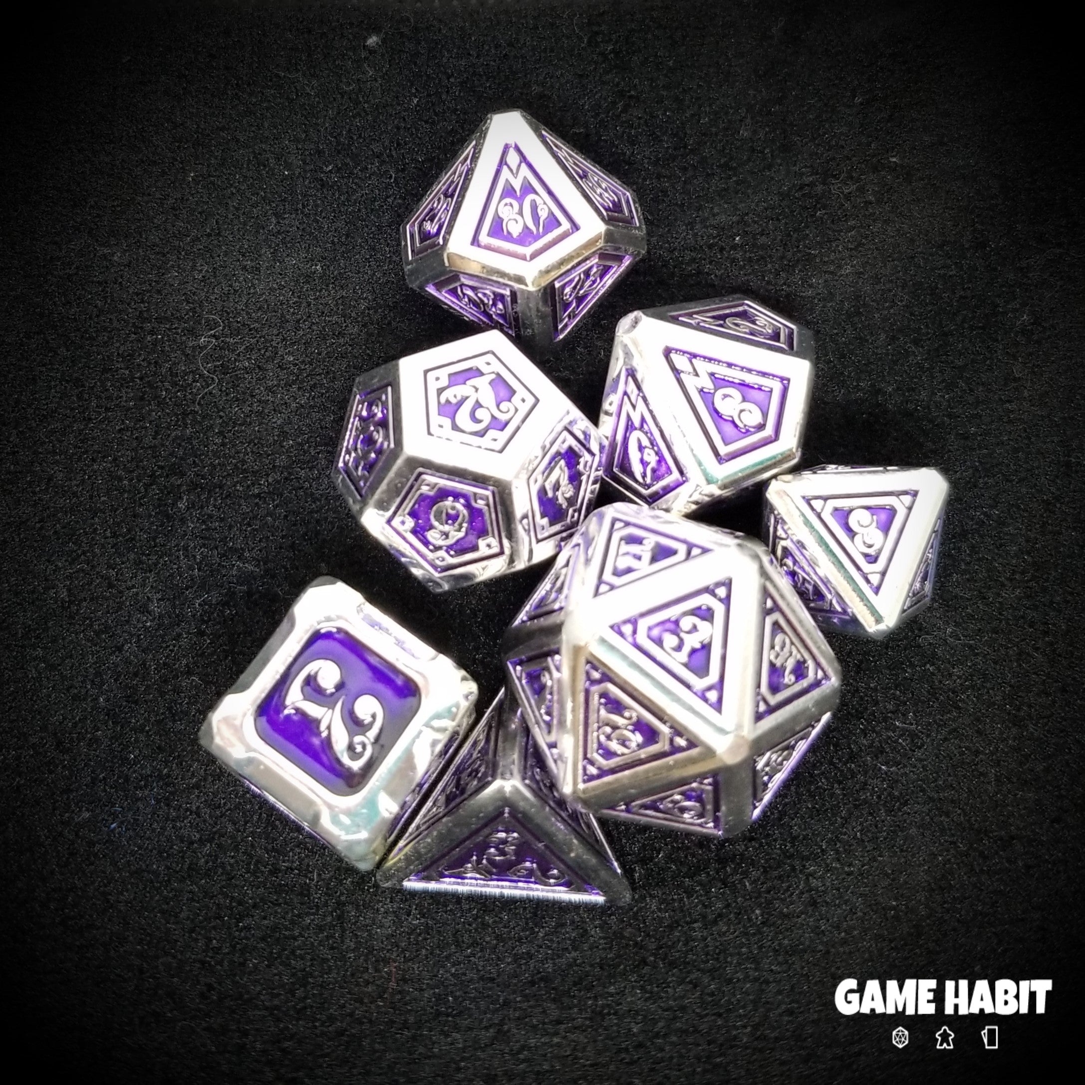 Game Habit Purple People Eater Poly 7 Dice Set | Dragon's Lair Comics and Fantasy Houston TX