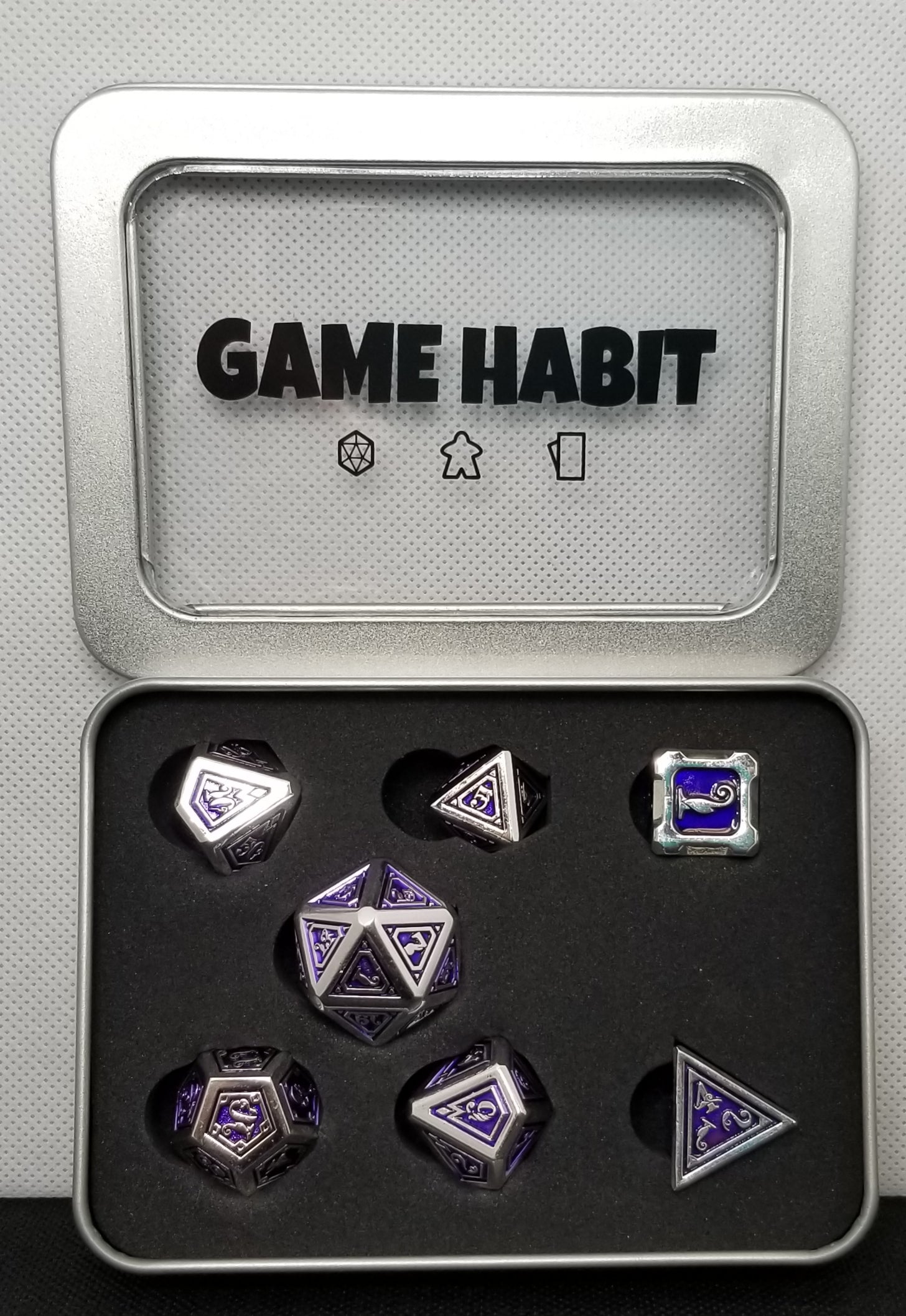 Game Habit Purple People Eater Poly 7 Dice Set | Dragon's Lair Comics and Fantasy Houston TX