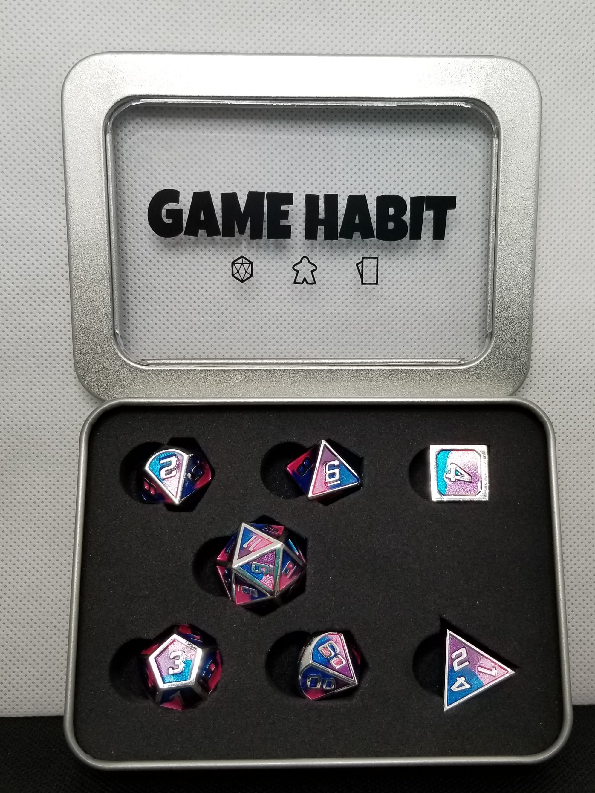 Game Habit Gender Reveal Poly 7 Dice Set | Dragon's Lair Comics and Fantasy Houston TX