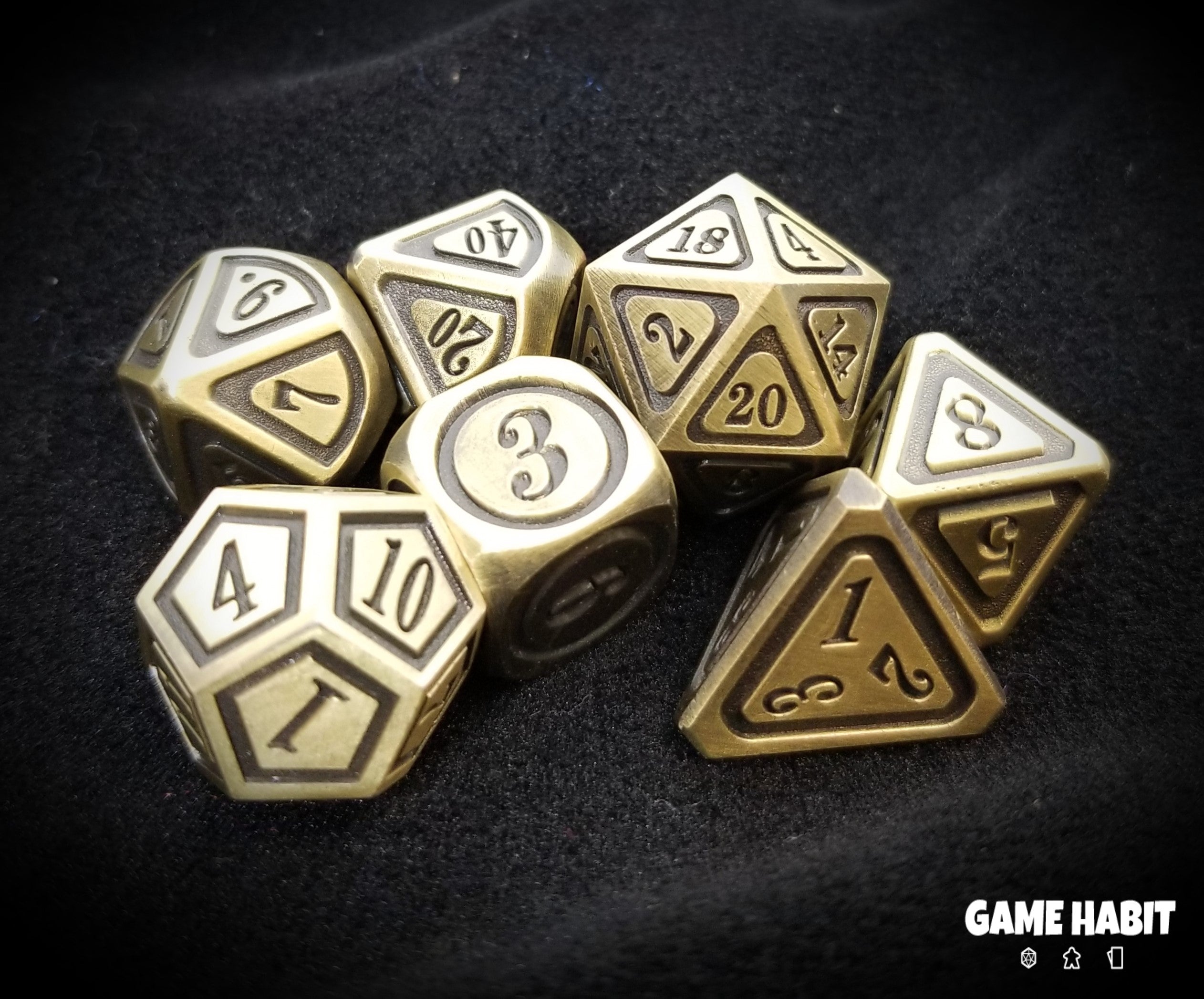 Game Habit Yellow Ledbetter Poly 7 Dice Set | Dragon's Lair Comics and Fantasy Houston TX