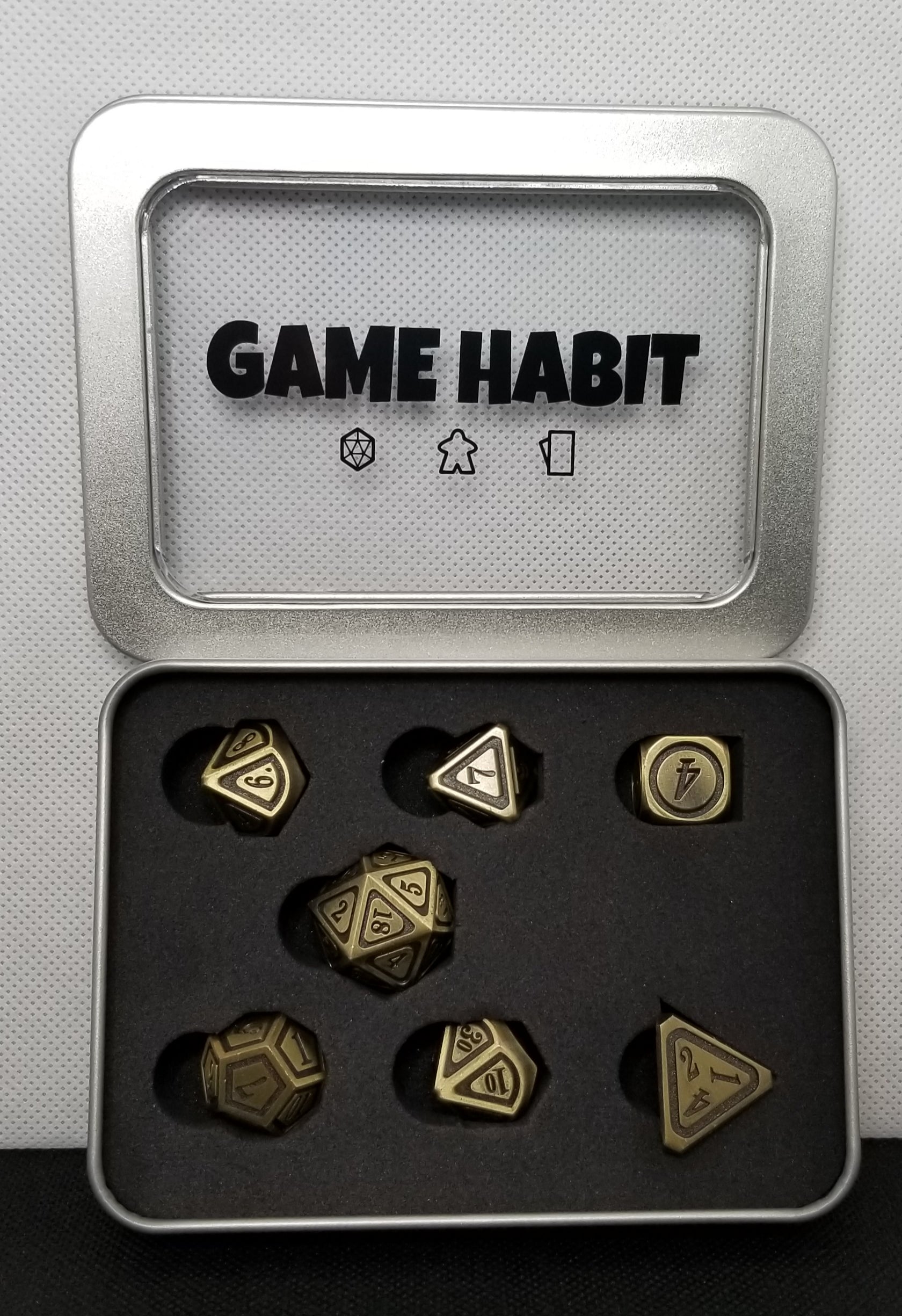 Game Habit Yellow Ledbetter Poly 7 Dice Set | Dragon's Lair Comics and Fantasy Houston TX