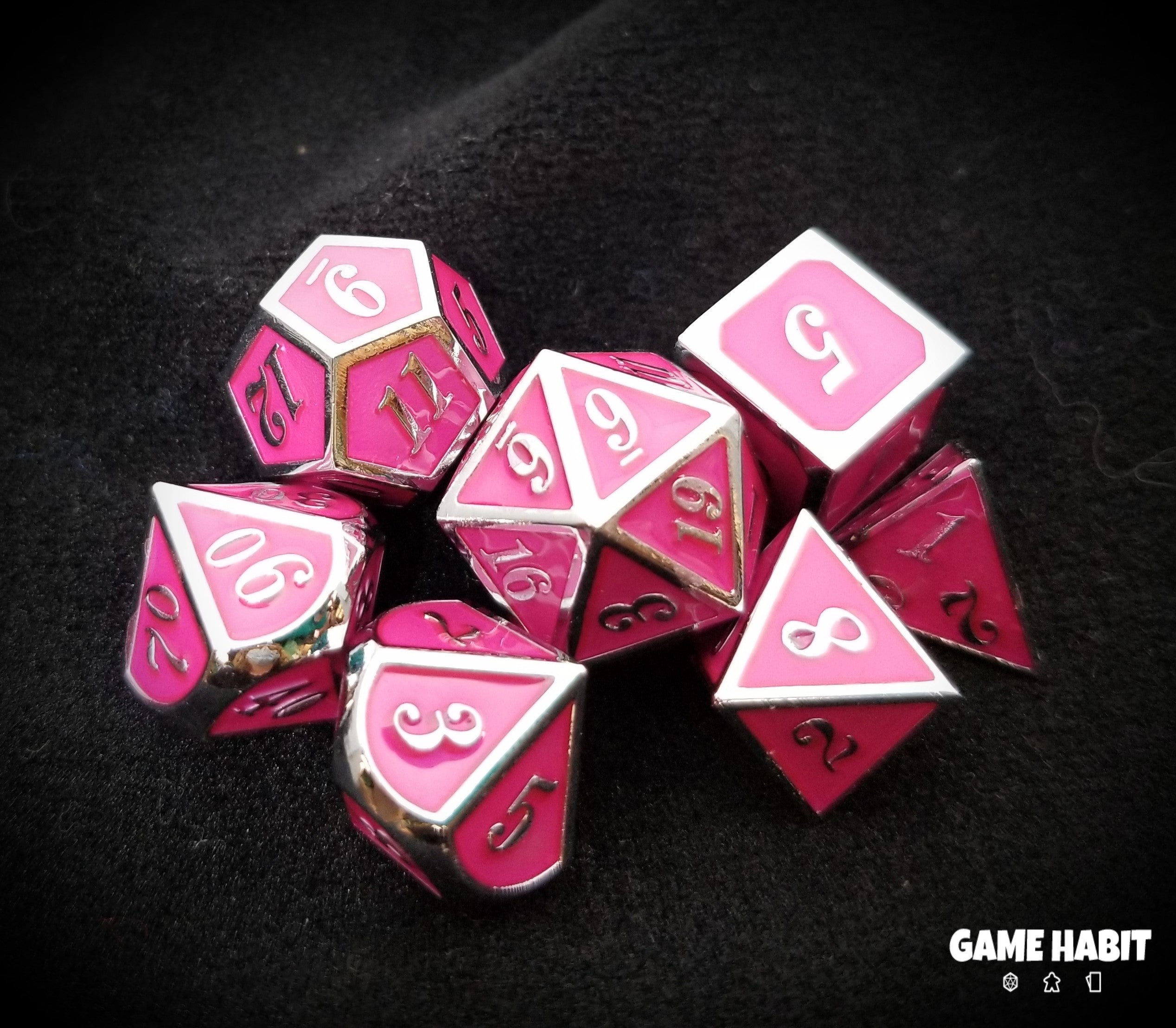 Game Habit On Wednesdays We Wear Pink Poly 7 Dice Set | Dragon's Lair Comics and Fantasy Houston TX