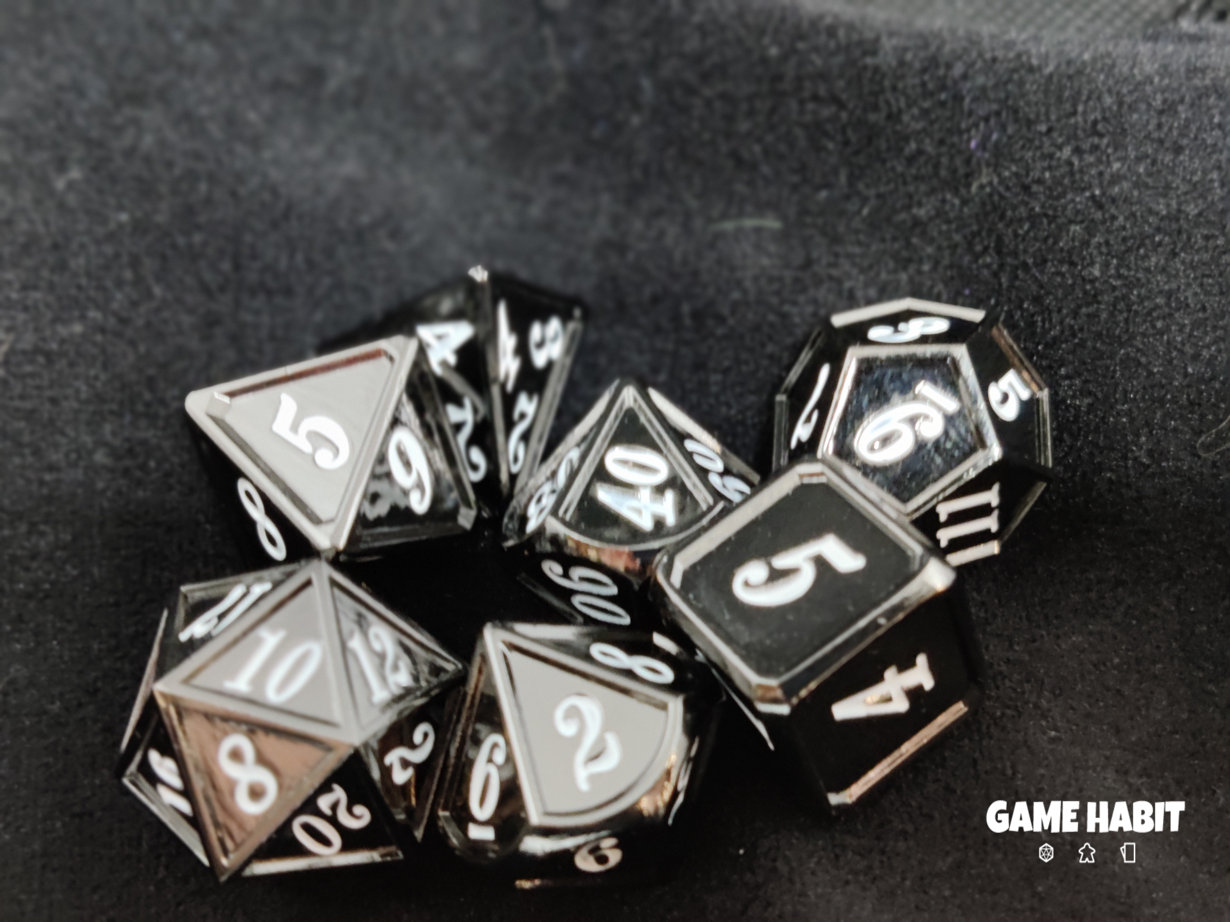 Game Habit Black Magick Metal Poly 7 Dice Set | Dragon's Lair Comics and Fantasy Houston TX