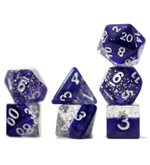 Gate Keeper Games: Halfsies Dice: Purple Poly 7 Set | Dragon's Lair Comics and Fantasy Houston TX