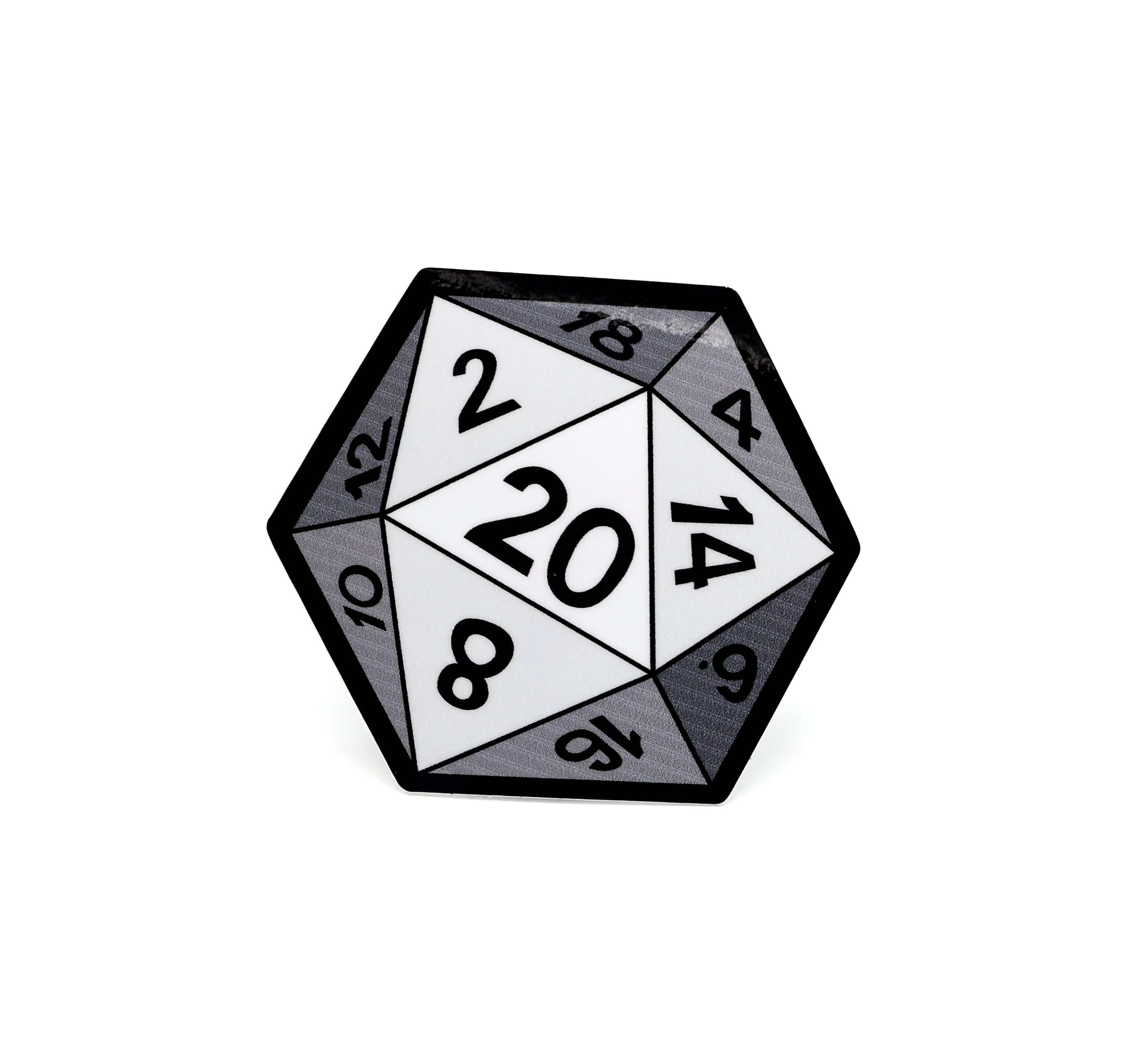 Foam Brain D20 Sticker White | Dragon's Lair Comics and Fantasy Houston TX