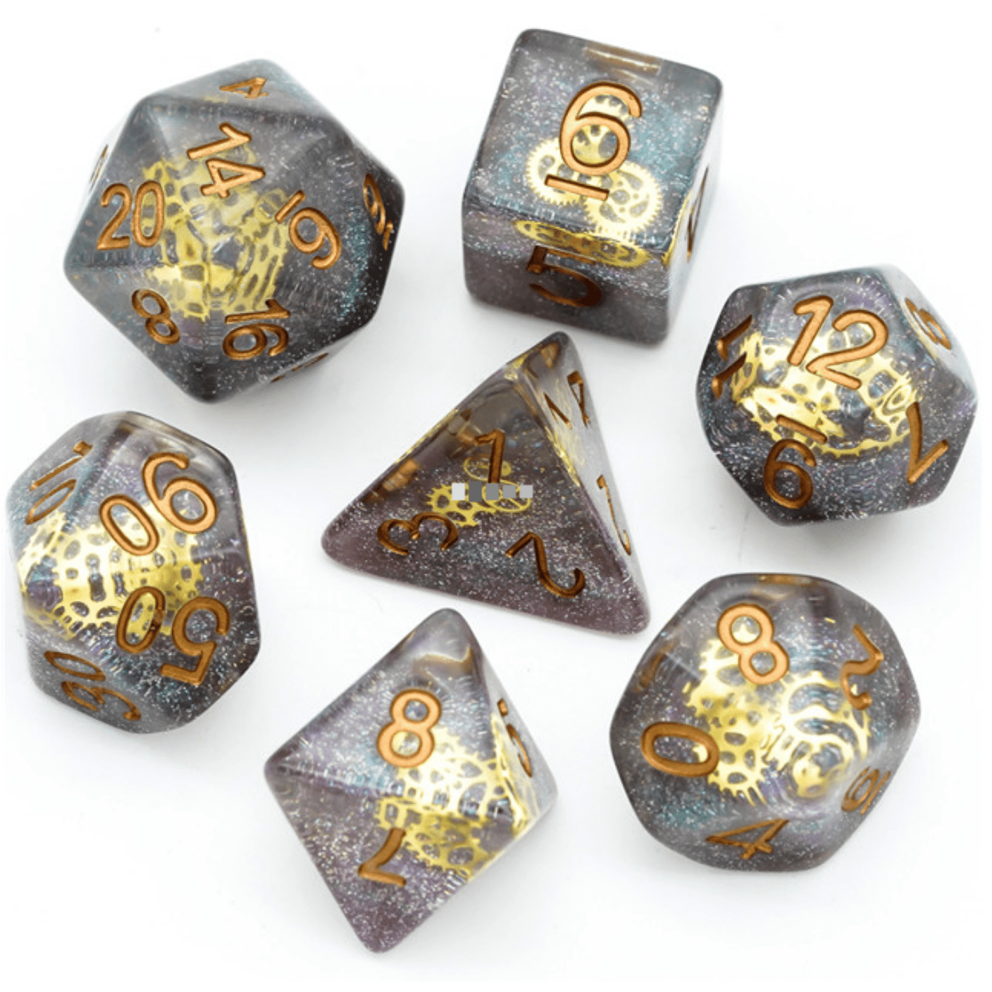 Foam Brain Glitter Gearwheel RPG Dice Set | Dragon's Lair Comics and Fantasy Houston TX