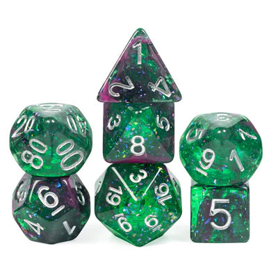 Foam Brain Glow in the Dark Tulip Poly 7 Dice Set | Dragon's Lair Comics and Fantasy Houston TX