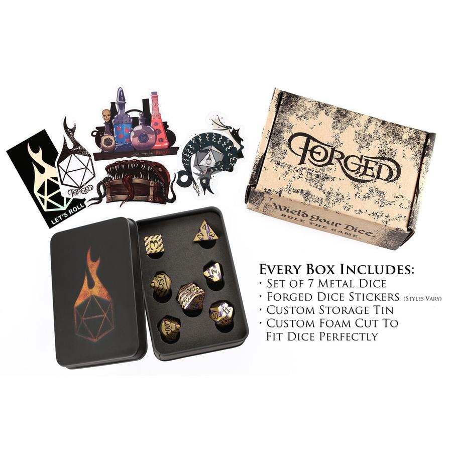 Forged Gaming Gnomish Riches Poly 7 Metal Dice Set | Dragon's Lair Comics and Fantasy Houston TX