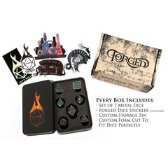 Forged Gaming Green Dragon Poly 7 Metal Dice Set | Dragon's Lair Comics and Fantasy Houston TX