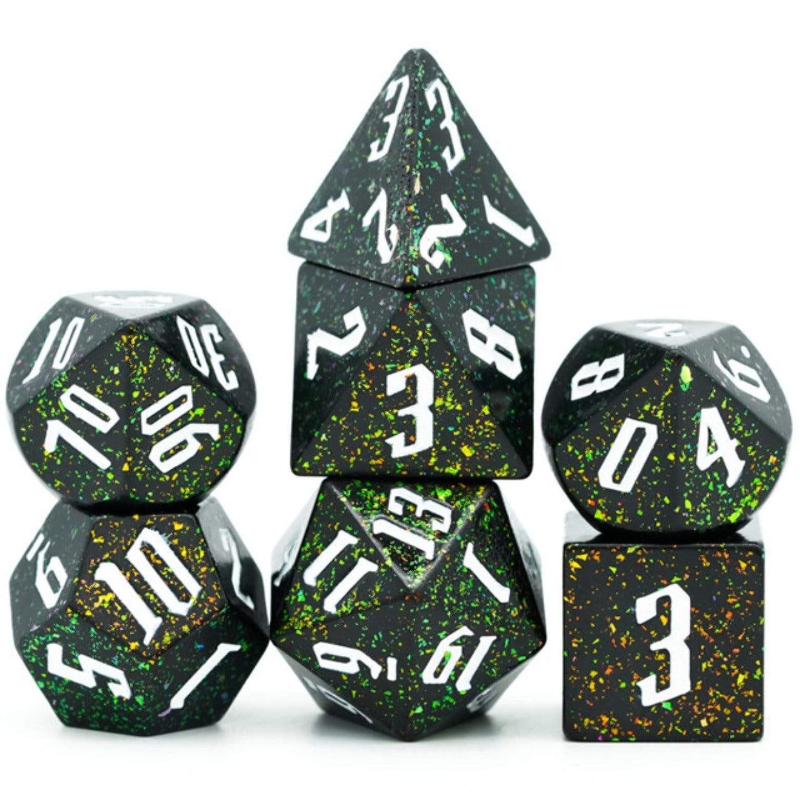 Foam Brain Jumbo Green Glitter with White RPG Dice Set | Dragon's Lair Comics and Fantasy Houston TX