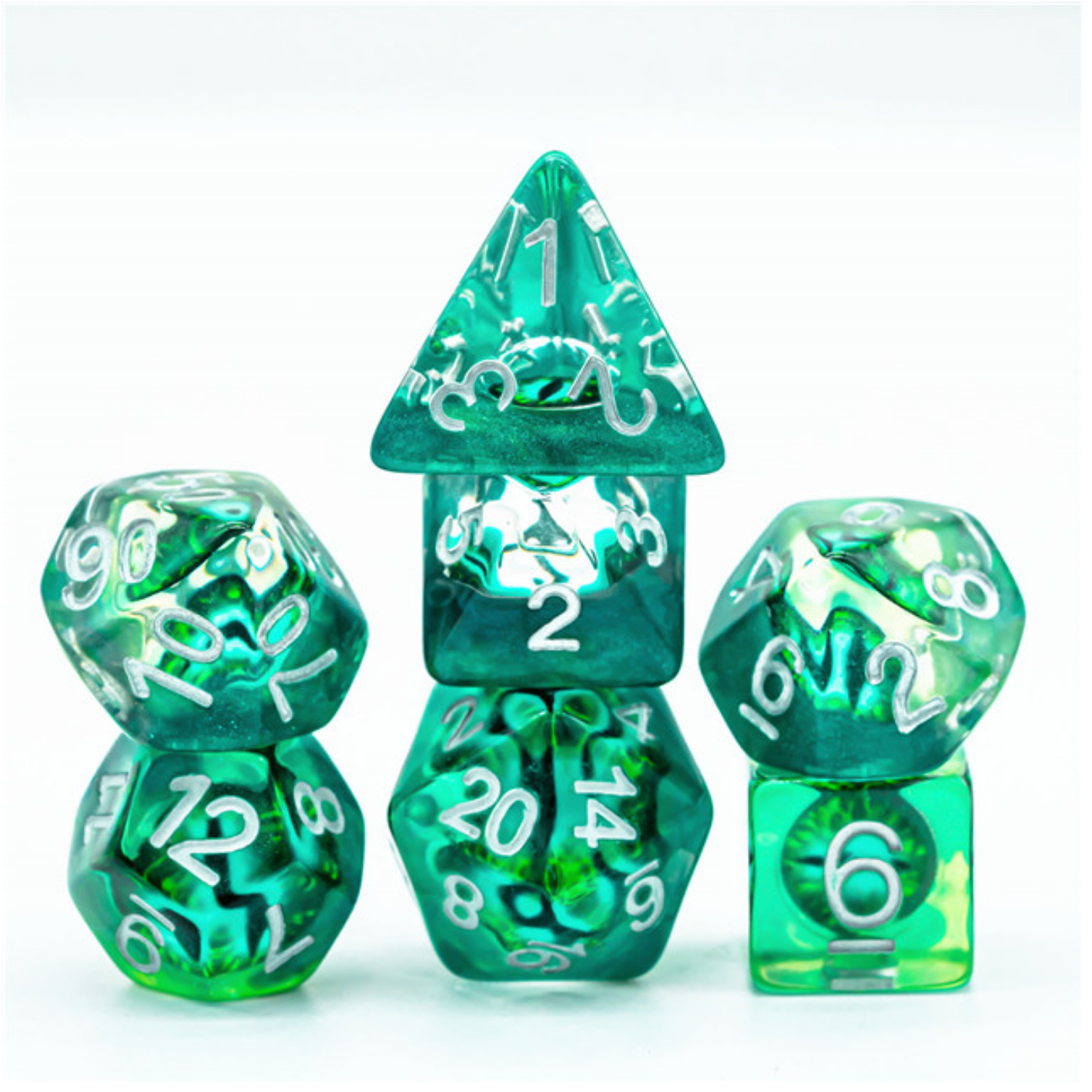 Foam Brain Jade Dragon Eye Poly 7 RPG Dice Set | Dragon's Lair Comics and Fantasy Houston TX