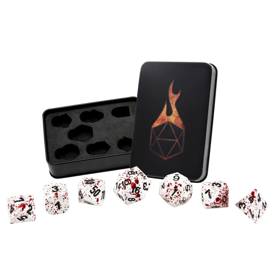 Forged Gaming Winter's Blood Poly 7 Metal Dice Set | Dragon's Lair Comics and Fantasy Houston TX