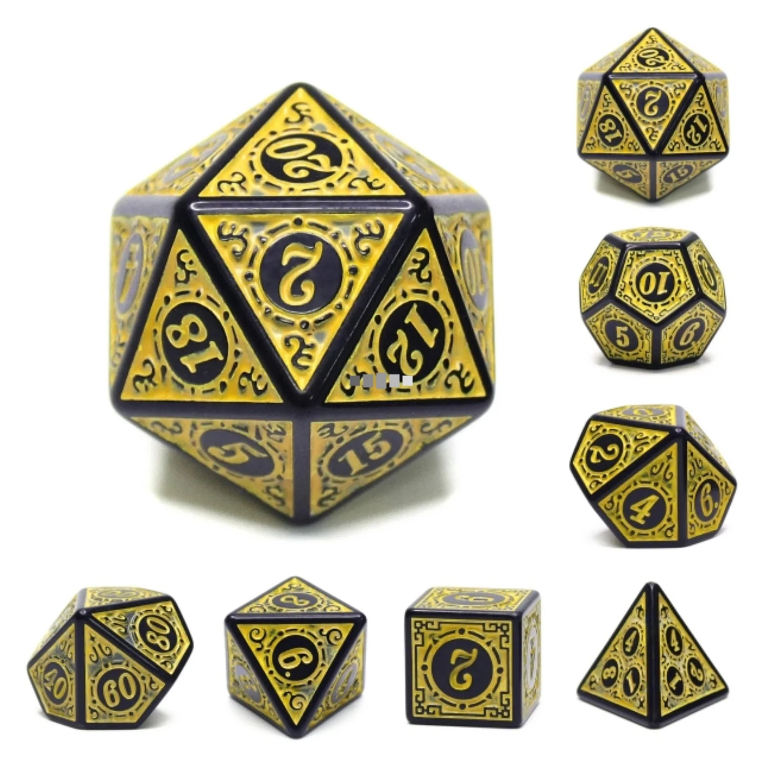 Foam Brain Magic Flame Yellow Poly 7 Dice Set | Dragon's Lair Comics and Fantasy Houston TX