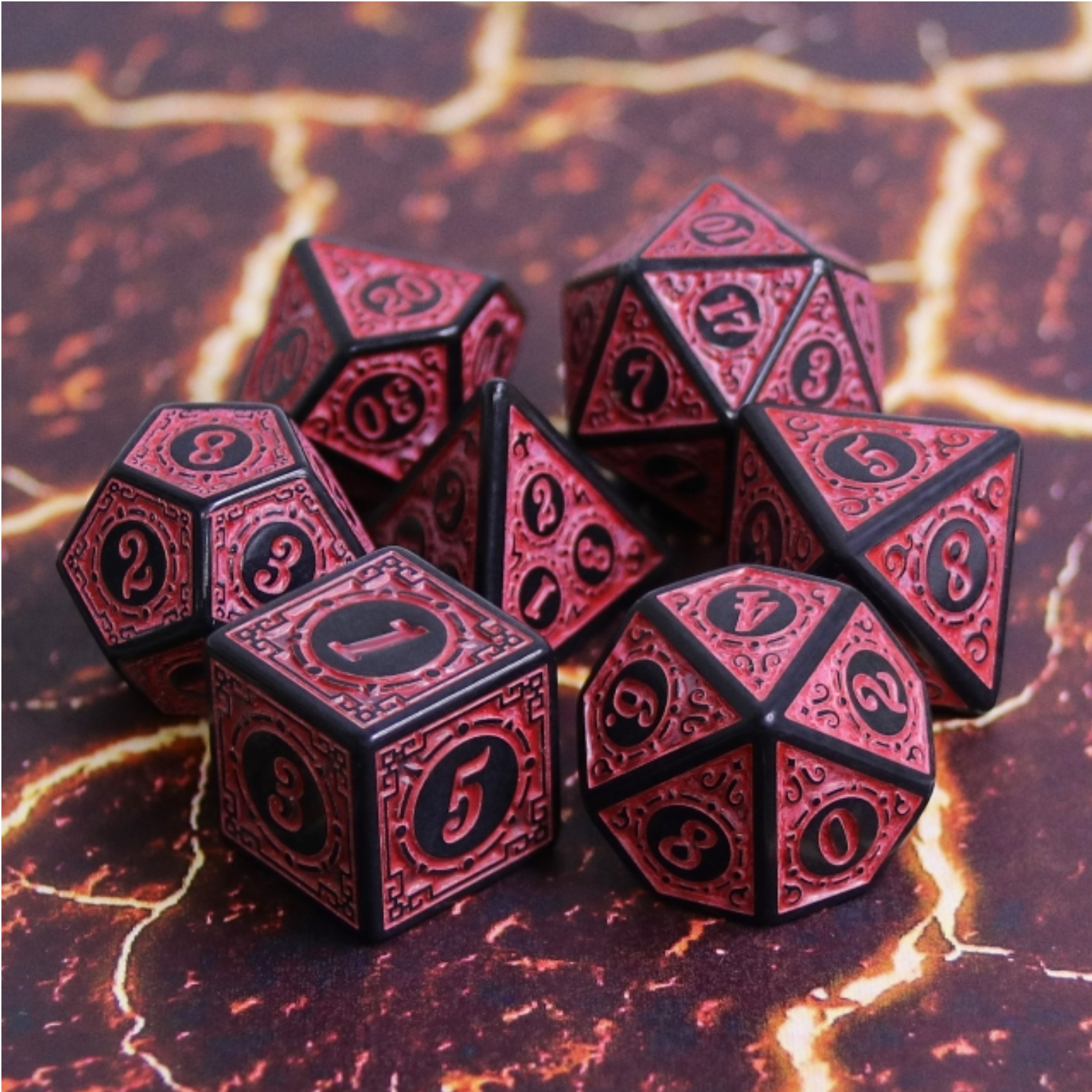 Foam Brain Magic Flame - Red Poly 7 Dice Set | Dragon's Lair Comics and Fantasy Houston TX