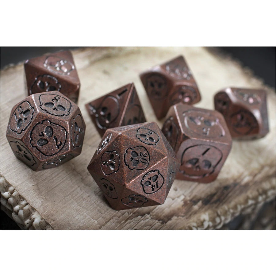 Forged Gaming Necro Copper Poly 7 Metal Dice Set | Dragon's Lair Comics and Fantasy Houston TX