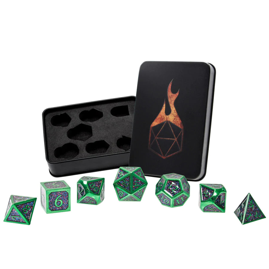 Forged Gaming Necrotic Joy Poly 7 Metal Dice Set | Dragon's Lair Comics and Fantasy Houston TX