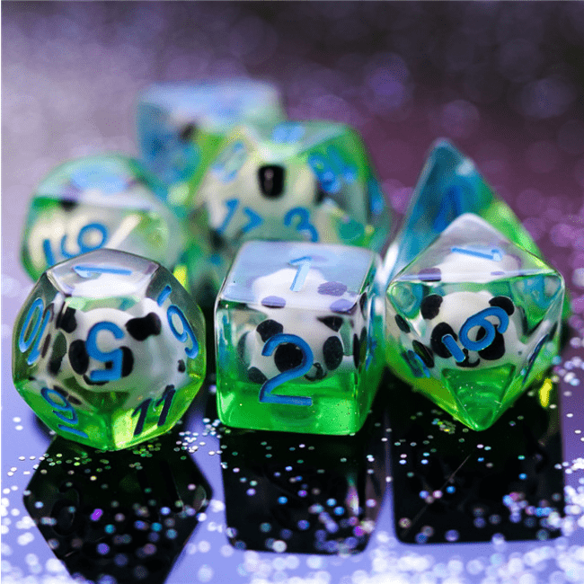 Foam Brain Panda Poly 7 RPG Dice Set | Dragon's Lair Comics and Fantasy Houston TX