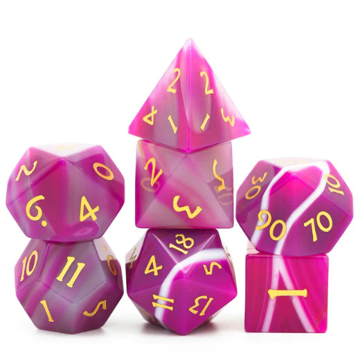 Foam Brain Pink Agate Gemstone Poly 7 Dice Set | Dragon's Lair Comics and Fantasy Houston TX