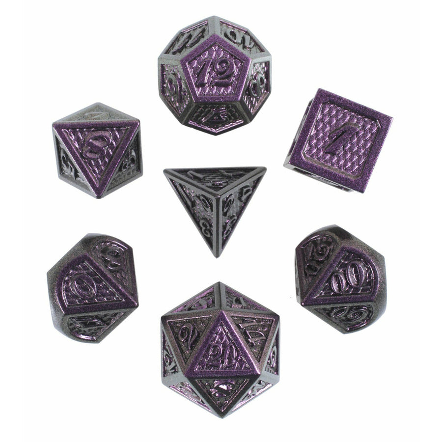 Forged Gaming Purple Poison Poly 7 Metal Dice Set | Dragon's Lair Comics and Fantasy Houston TX