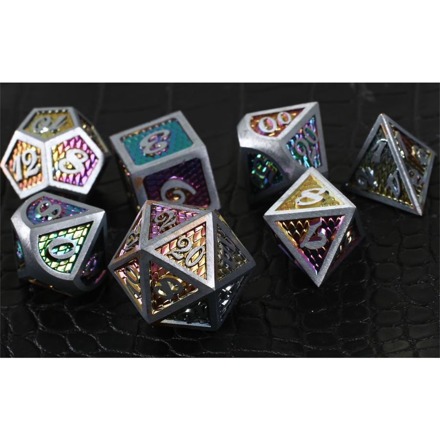 Forged Gaming: Rainbow Dragon Set of 7 Metal Dice | Dragon's Lair Comics and Fantasy Houston TX