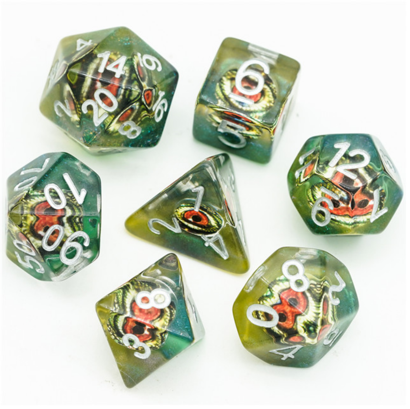 Foam Brain Reptilian Eye RPG Dice Set | Dragon's Lair Comics and Fantasy Houston TX