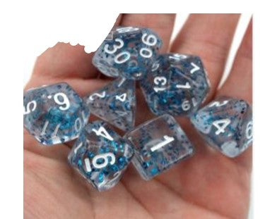 Game Habit Blueberry Snowglobe Poly 7 Dice Set | Dragon's Lair Comics and Fantasy Houston TX