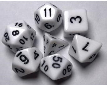 Game Habit Pure White Snow Poly 7 Dice Set | Dragon's Lair Comics and Fantasy Houston TX