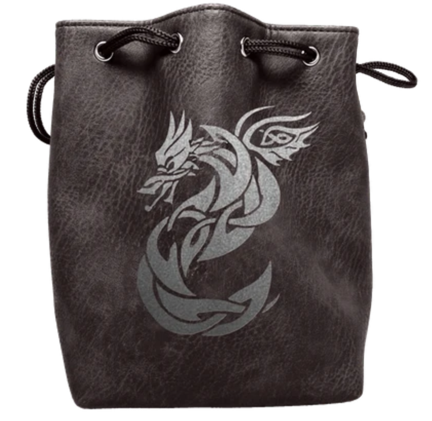 Easy Roller Black Leather Lite Celtic Knot Dragon Design Self-Standing Large Dice Bag | Dragon's Lair Comics and Fantasy Houston TX