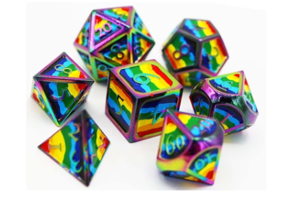 Foam Brain Pride Flag Rainbow RPG Metal Dice Set | Dragon's Lair Comics and Fantasy Houston TX