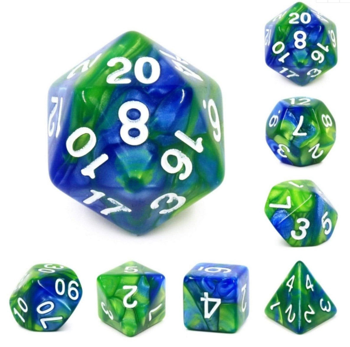 Foam Brain PLanet Earth Poly 7 Dice Set | Dragon's Lair Comics and Fantasy Houston TX