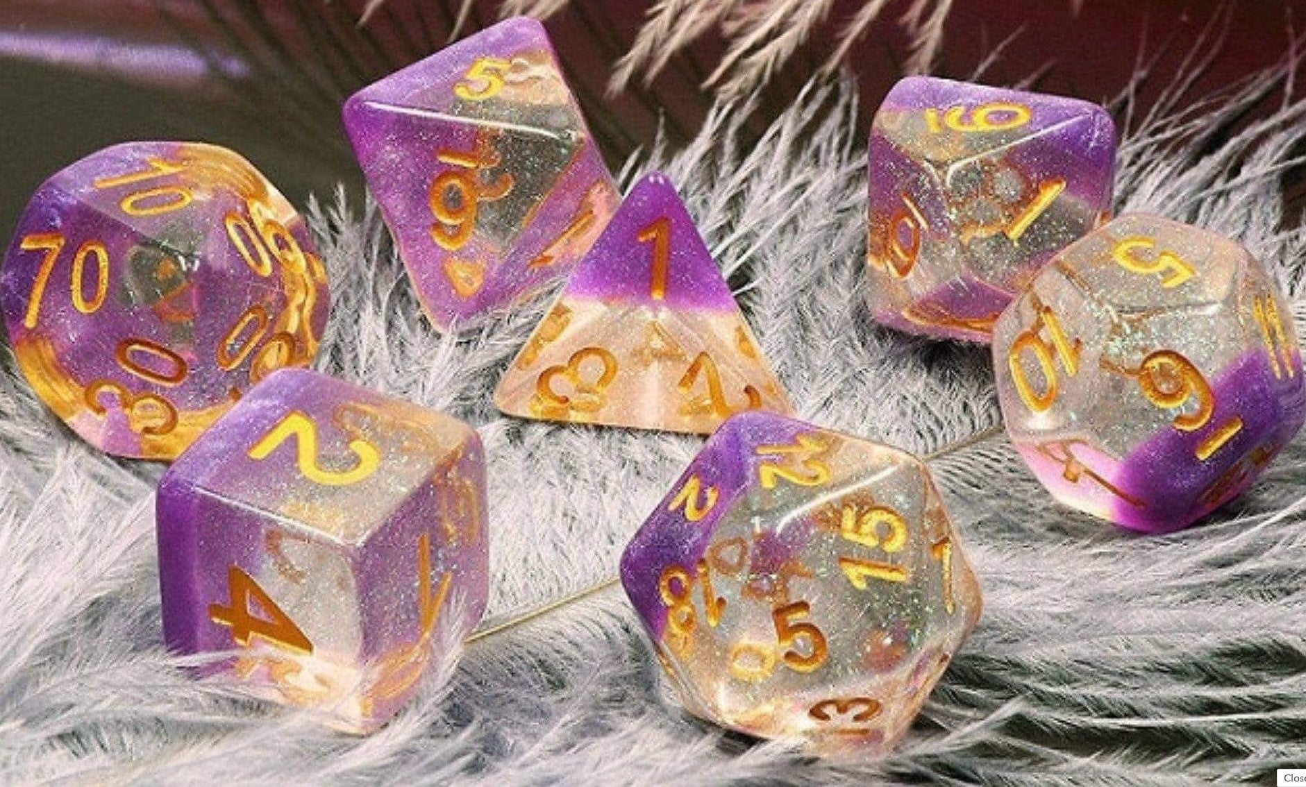 Foam Brain Violet Sunset Poly 7 Dice Set | Dragon's Lair Comics and Fantasy Houston TX