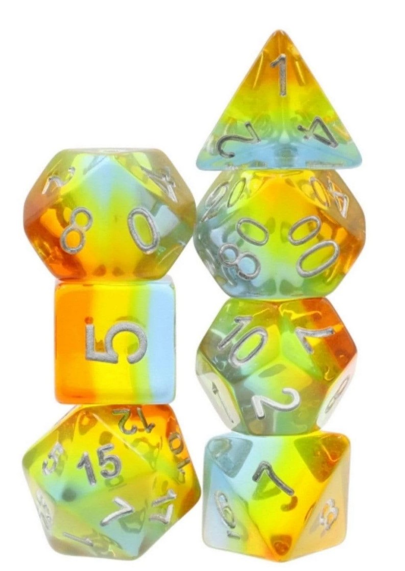 Foam Brain Yellow AuroraPoly 7 Dice Set | Dragon's Lair Comics and Fantasy Houston TX