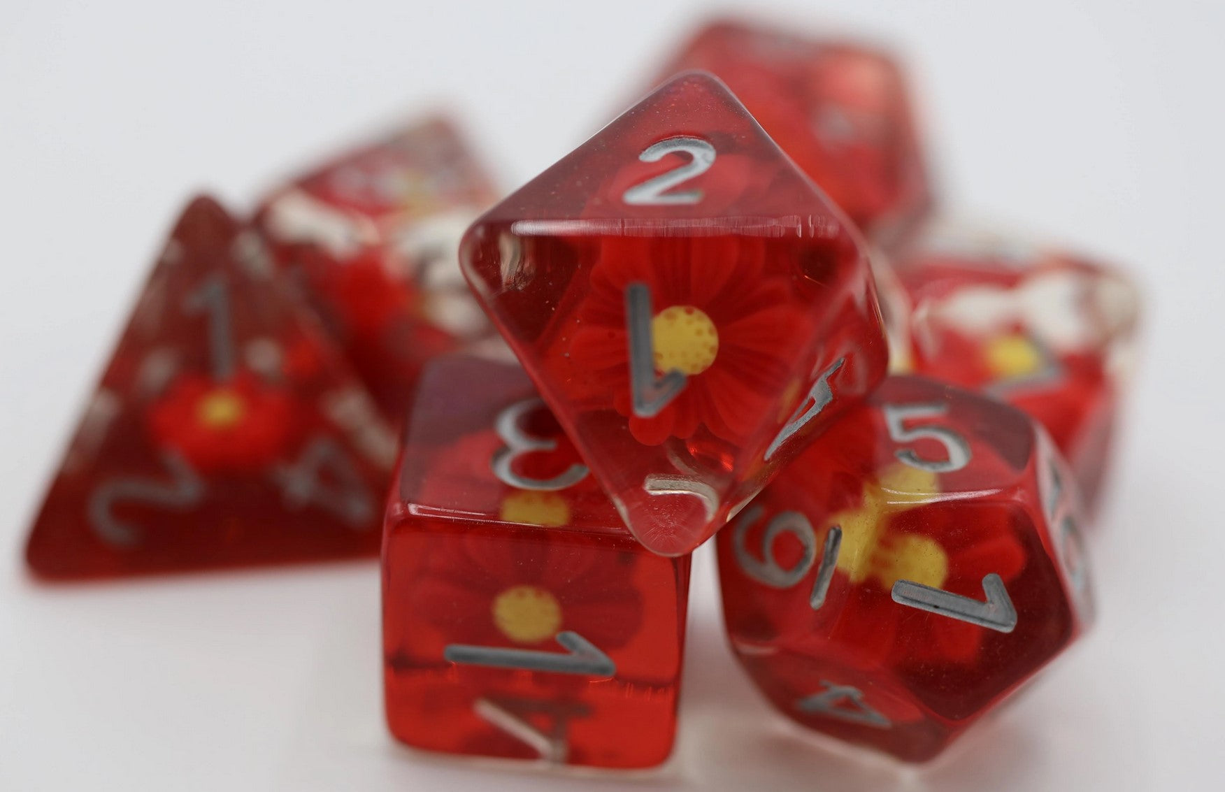 Foam Brain Scarlet Daisy Poly 7 Dice Set | Dragon's Lair Comics and Fantasy Houston TX