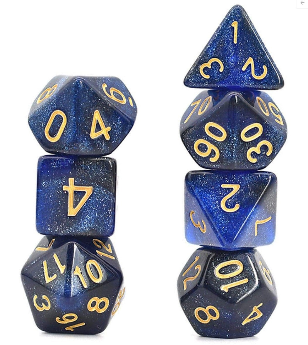 Foam Brain Black and Blue Galaxy RPG Dice Set | Dragon's Lair Comics and Fantasy Houston TX